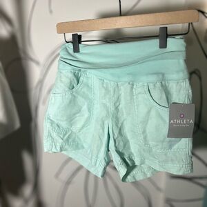 NEW Althleta Linen Shorts, Light Teal Lima Linen Shortie, Size 0